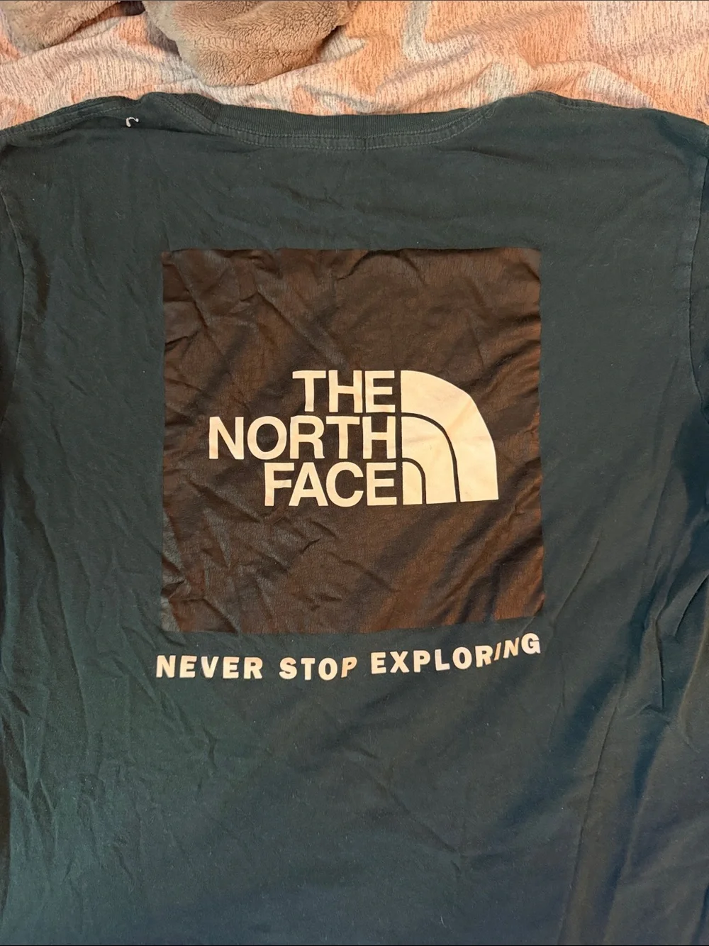 The North Face Men's Long Sleeve Tee in Deep Green with White Logo